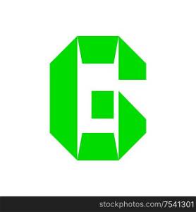 letter G cut out from white paper, vector illustration, flat style.. letter G cut out from white paper