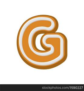 Letter G Gingerbread. Peppermint honey-cake font. Cookies alphabet. Lettering biscuit