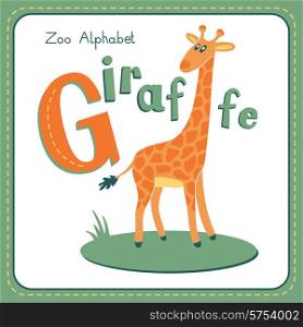 Letter G - Giraffe. Alphabet with cute animals. Vector illustration. Other letters from this set are available in my portfolio.
