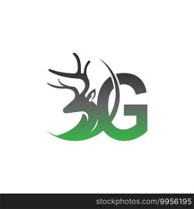 Letter G icon logo with deer illustration design vector