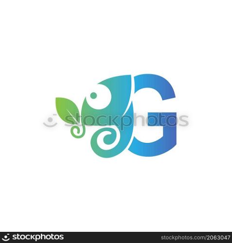 Letter G icon with chameleon logo design template vector
