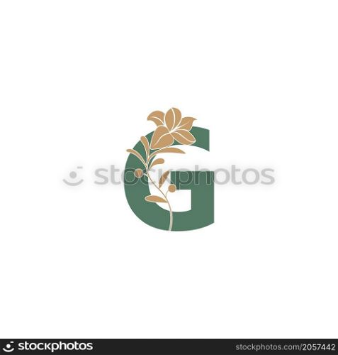Letter G icon with lily beauty illustration template vector