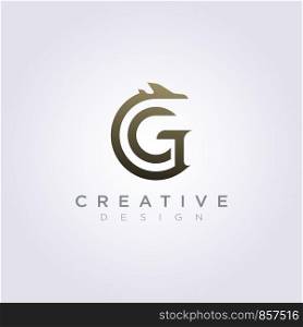 Letter G J with Airplane Vector Illustration Design Clipart Symbol Logo Template.