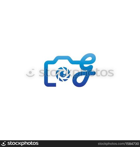 Letter G logo of the photography is combined with the camera icon template
