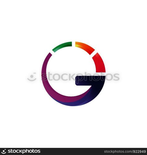 Letter G logo on a hexagon background with colorful colors. Vector elements for posters, shirts and cards.