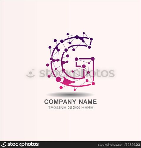 Letter G logo with Technology template concept network icon vector