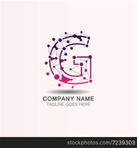 Letter G logo with Technology template concept network icon vector