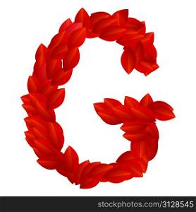 Letter G of red petals alphabet