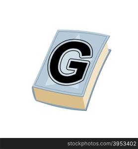 Letter G on cover of retro books. Concept of template elements alphabet&#xA;