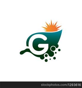 Letter G on leaf concept logo or symbol template design