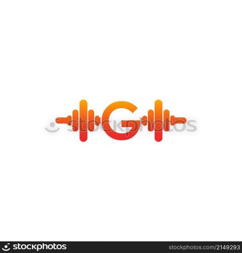 Letter G with barbell icon fitness design template illustration vector