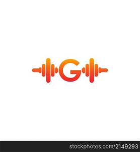 Letter G with barbell icon fitness design template illustration vector