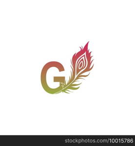 Letter G with feather logo icon design vector illustration
