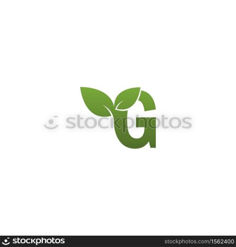 Letter G With green Leaf Symbol Logo Template