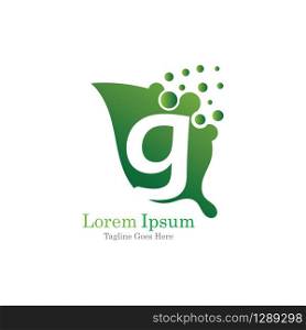 Letter G with leaf creative logo concept template design symbol modern