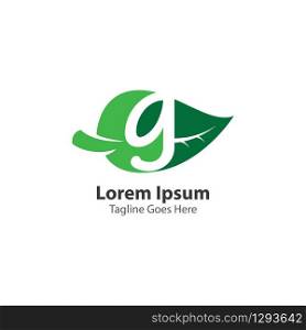 Letter G with leaf logo concept template design symbol