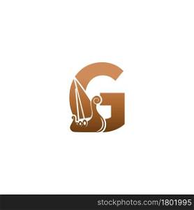 Letter G with logo icon viking sailboat design template illustration