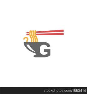 Letter G with noodle icon logo design vector template