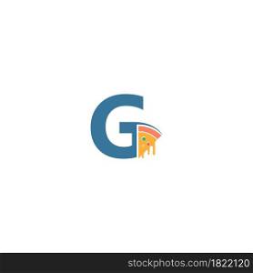 Letter G with pizza icon logo vector template