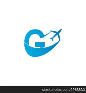 Letter G with plane logo icon design vector illustration template