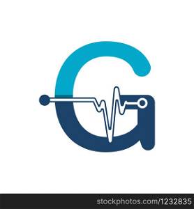Letter G with Pulse Logo Vector Element Symbol Template