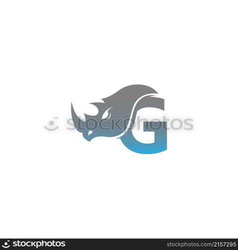 Letter G with rhino head icon logo template vector