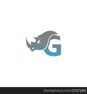 Letter G with rhino head icon logo template vector