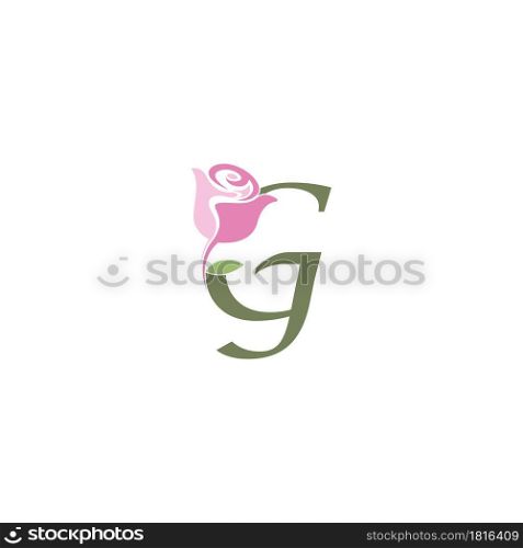 Letter G with rose icon logo vector template illustration