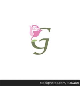 Letter G with rose icon logo vector template illustration