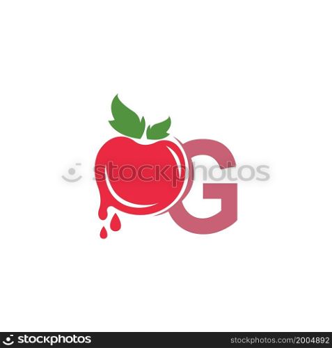Letter G with tomato icon logo design template illustration vector