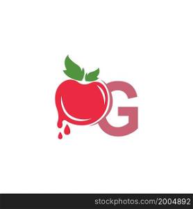 Letter G with tomato icon logo design template illustration vector