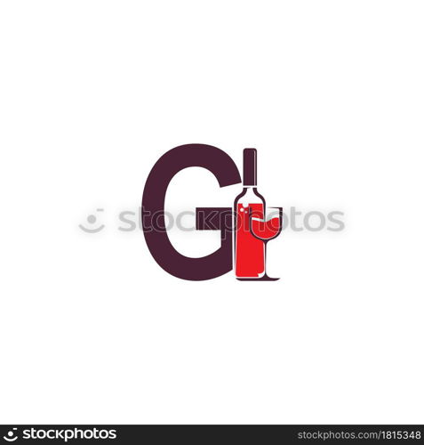 Letter G with wine bottle icon logo vector template