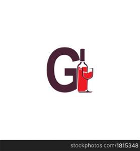 Letter G with wine bottle icon logo vector template