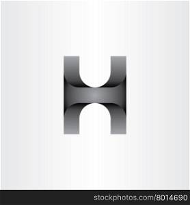 letter h 3d effect black vector icon font