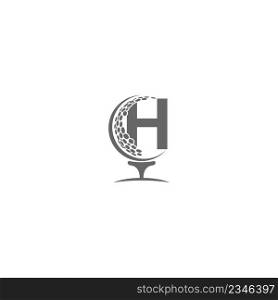 Letter H and golf ball icon logo design illustration