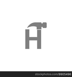 Letter H and hammer combination icon logo design vector