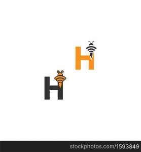 Letter H bee icon  creative design logo illustration