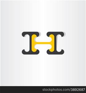 letter h black and yellow icon design