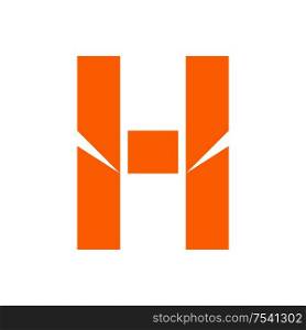 letter H cut out from white paper, vector illustration, flat style.. letter H cut out from white paper