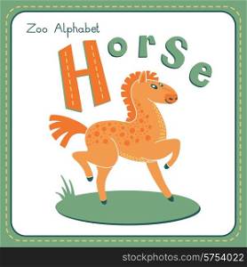 Letter H - Horse. Alphabet with cute animals. Vector illustration. Other letters from this set are available in my portfolio.