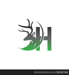 Letter H icon logo with deer illustration design vector