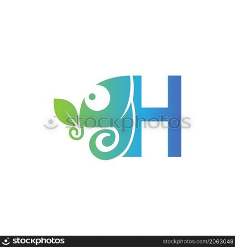 Letter H icon with chameleon logo design template vector