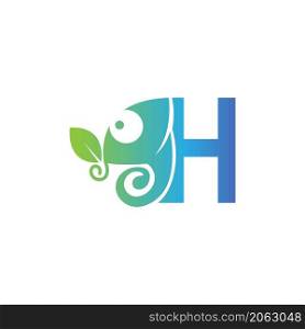 Letter H icon with chameleon logo design template vector