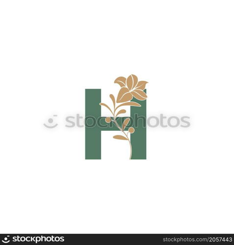 Letter H icon with lily beauty illustration template vector