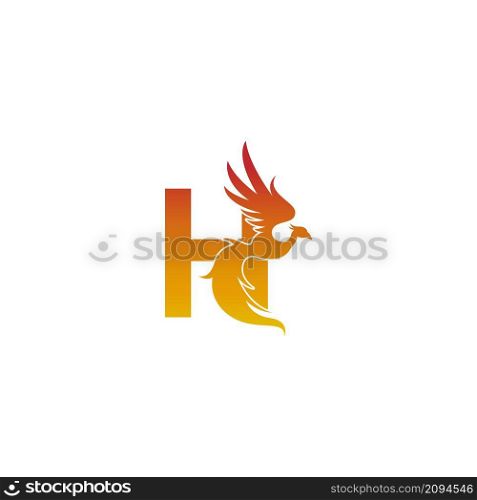 Letter H icon with phoenix logo design template illustration