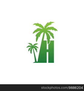 Letter H logo and  coconut tree icon design vector illustration