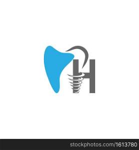 Letter H logo icon with dental design illustration vector 