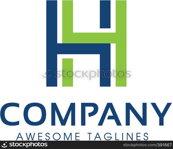 letter H logo modern color line shape typography design element