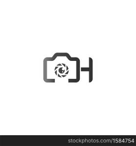 Letter H logo of the photography is combined with the camera icon template