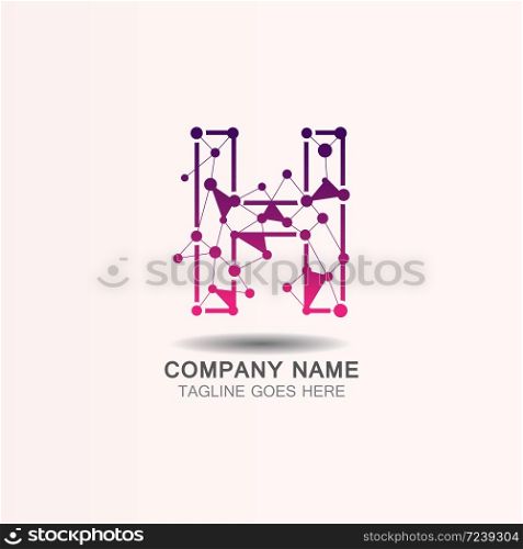 Letter H logo with Technology template concept network icon vector
